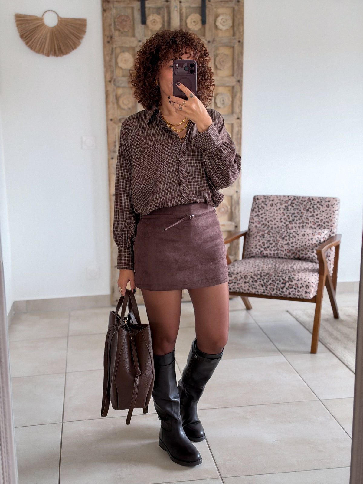 Chemise Berenice - Carreaux chocolat