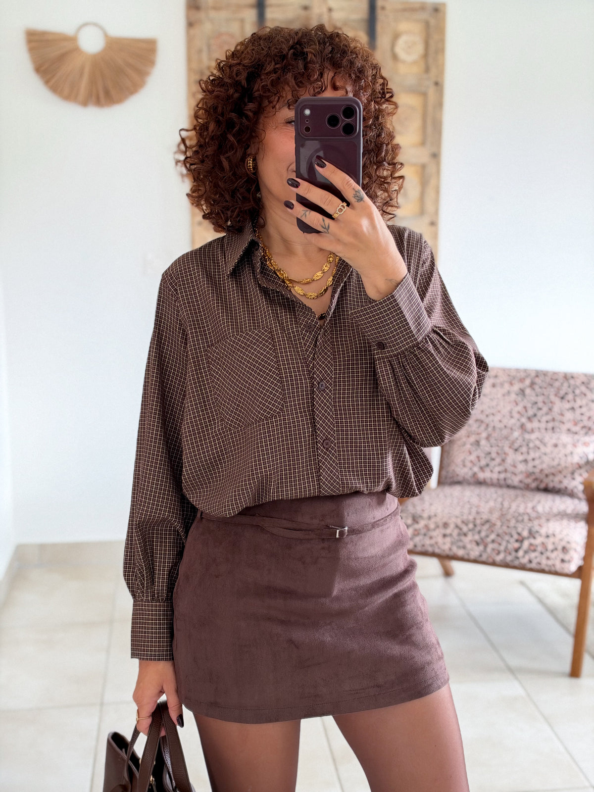 Chemise Berenice - Carreaux chocolat