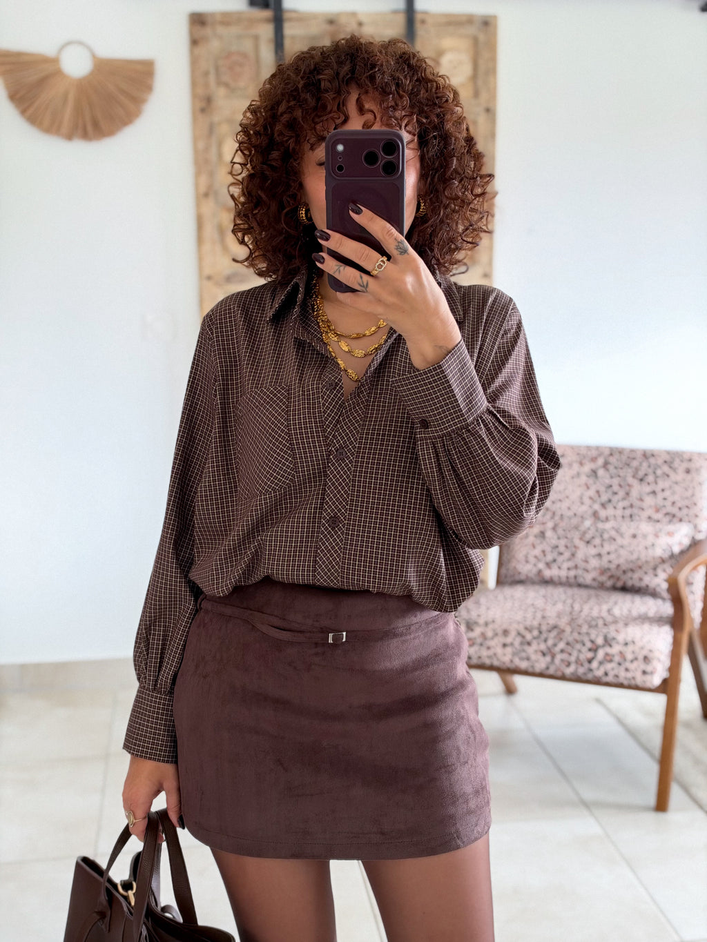 Chemise Berenice - Carreaux chocolat