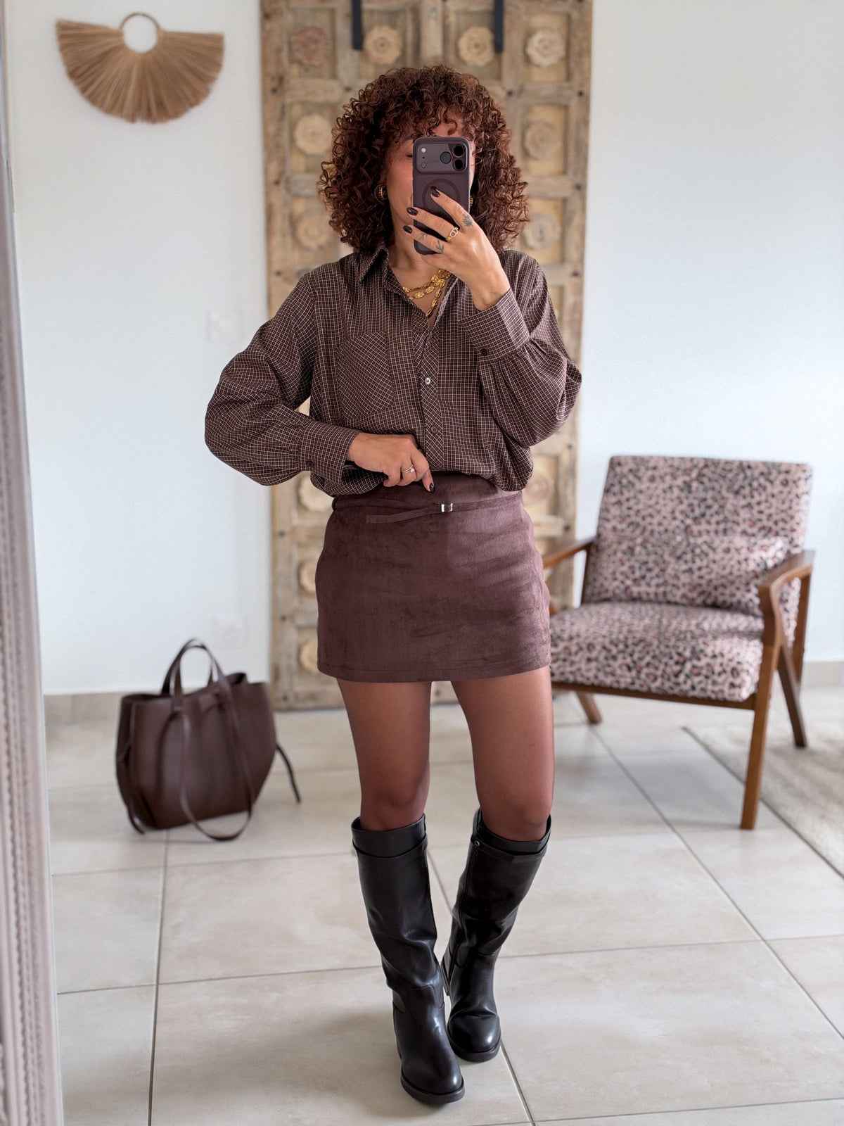 Chemise Berenice - Carreaux chocolat