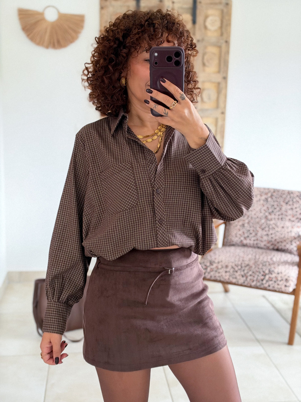 Chemise Berenice - Carreaux chocolat