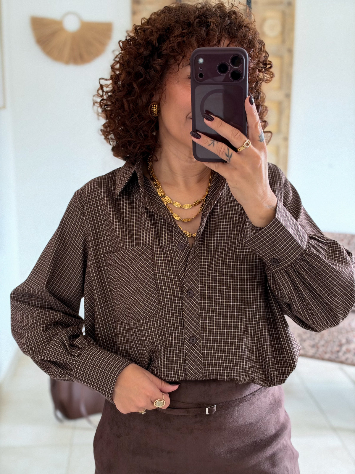 Chemise Berenice - Carreaux chocolat