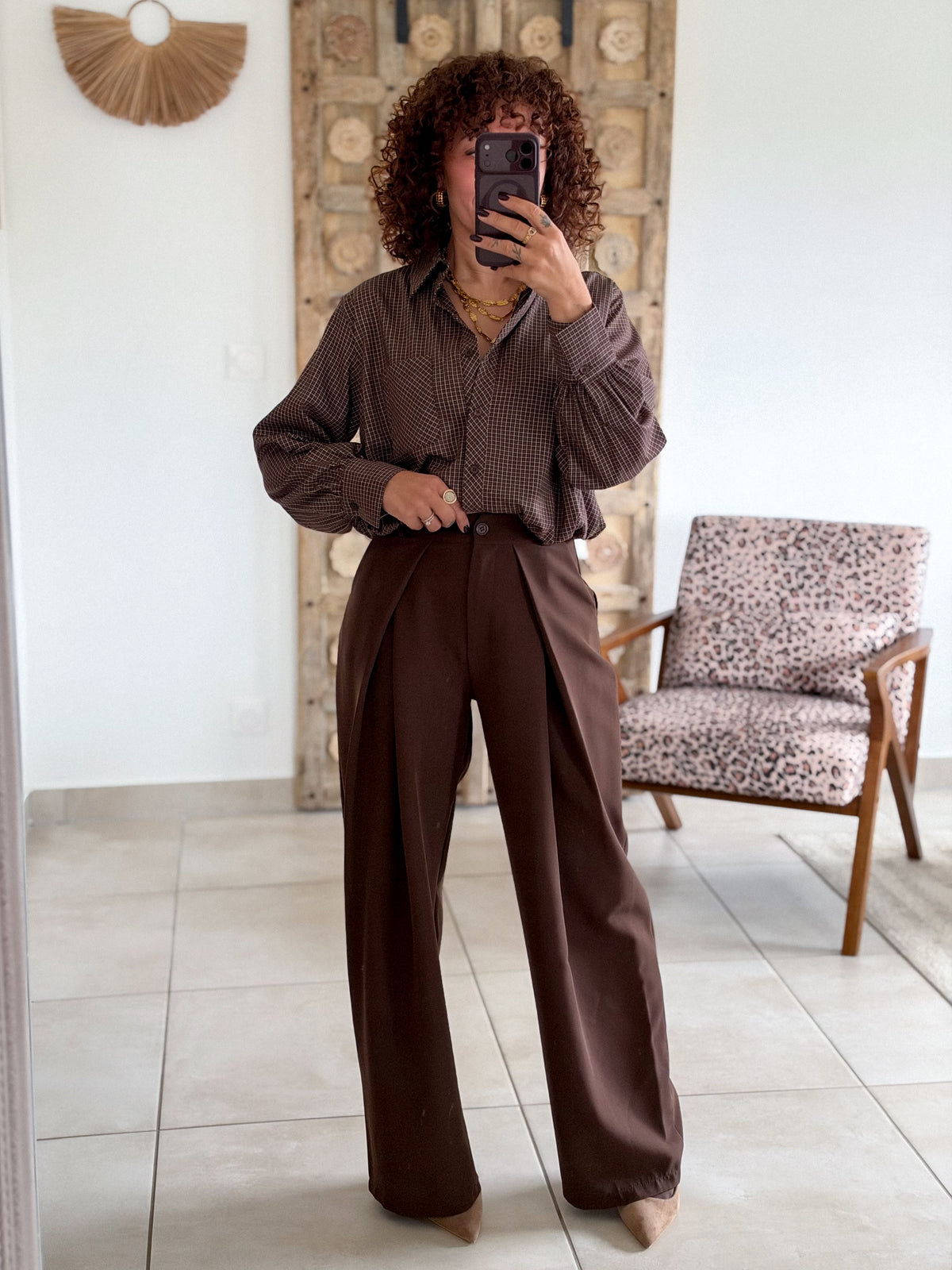 Chemise Berenice - Carreaux chocolat