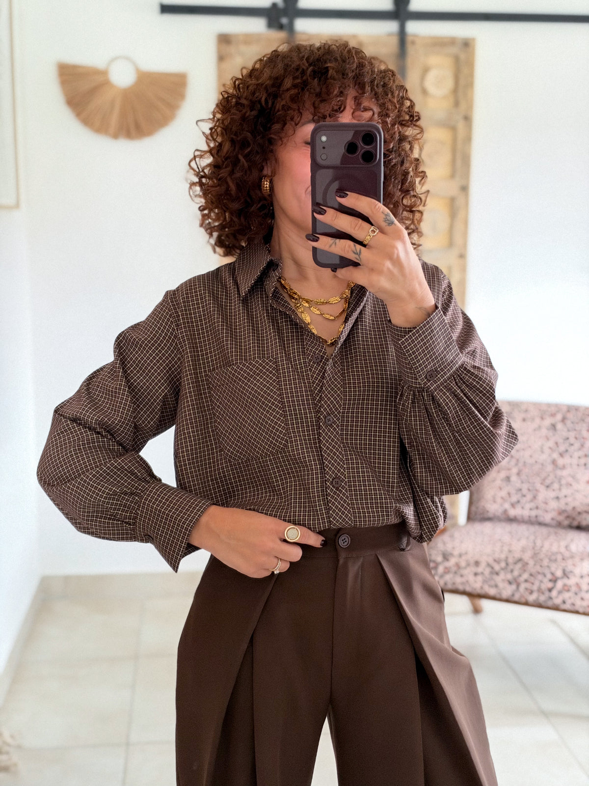 Chemise Berenice - Carreaux chocolat