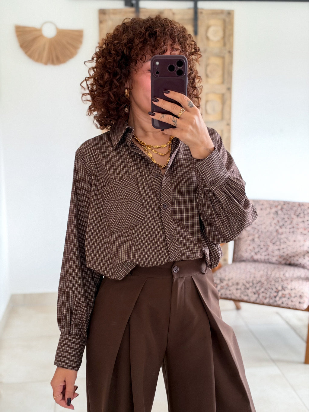 Chemise Berenice - Carreaux chocolat