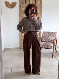 Chemise Edith - Carreaux gris taupe