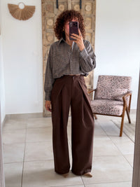 Chemise Edith - Carreaux gris taupe