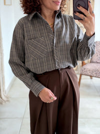 Chemise Edith - Carreaux gris taupe