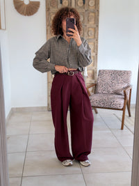 Chemise Edith - Carreaux gris taupe