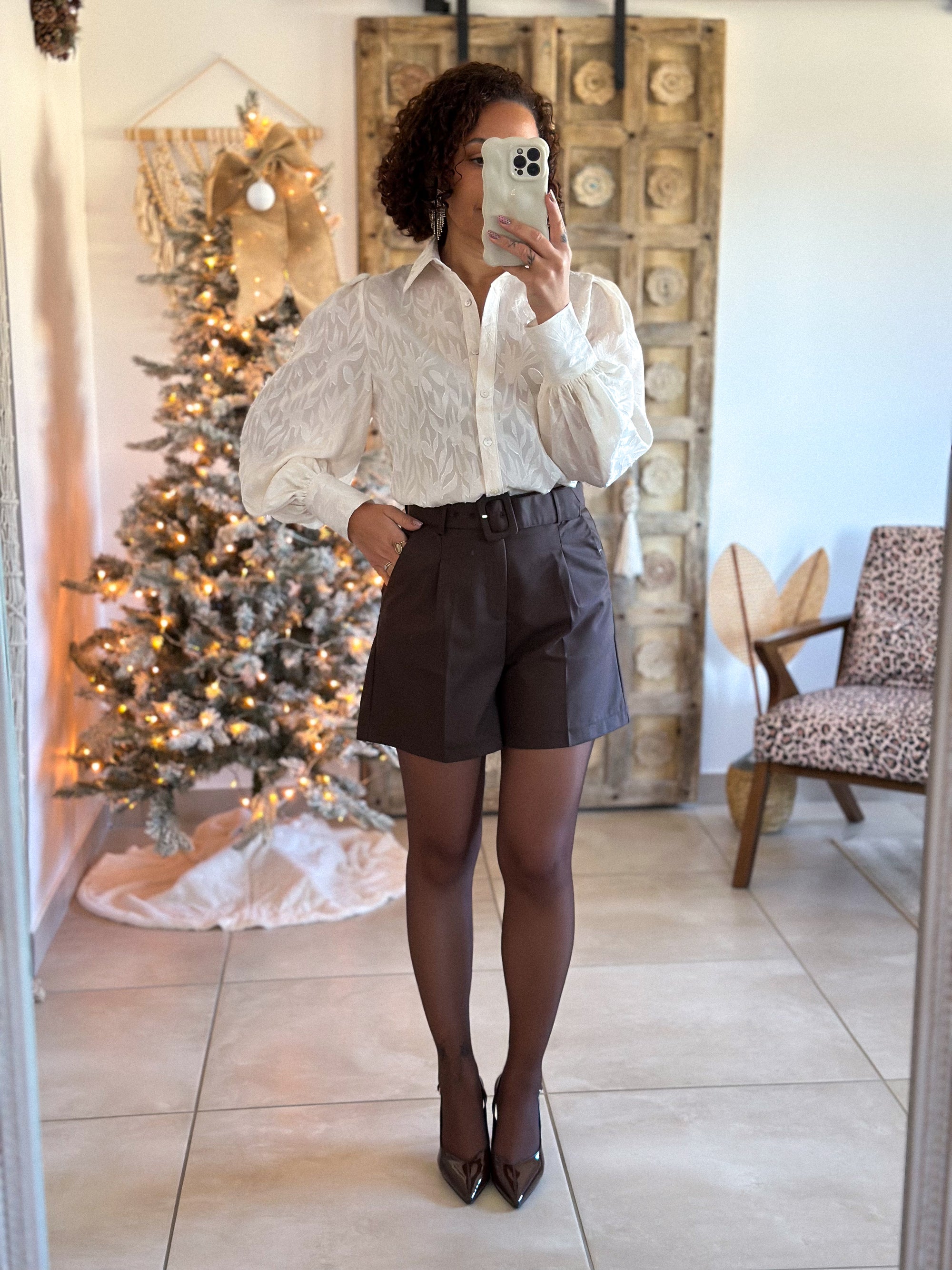 Chemise Isaline - Ecru jacquard