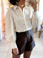 Chemise Isaline - Ecru jacquard