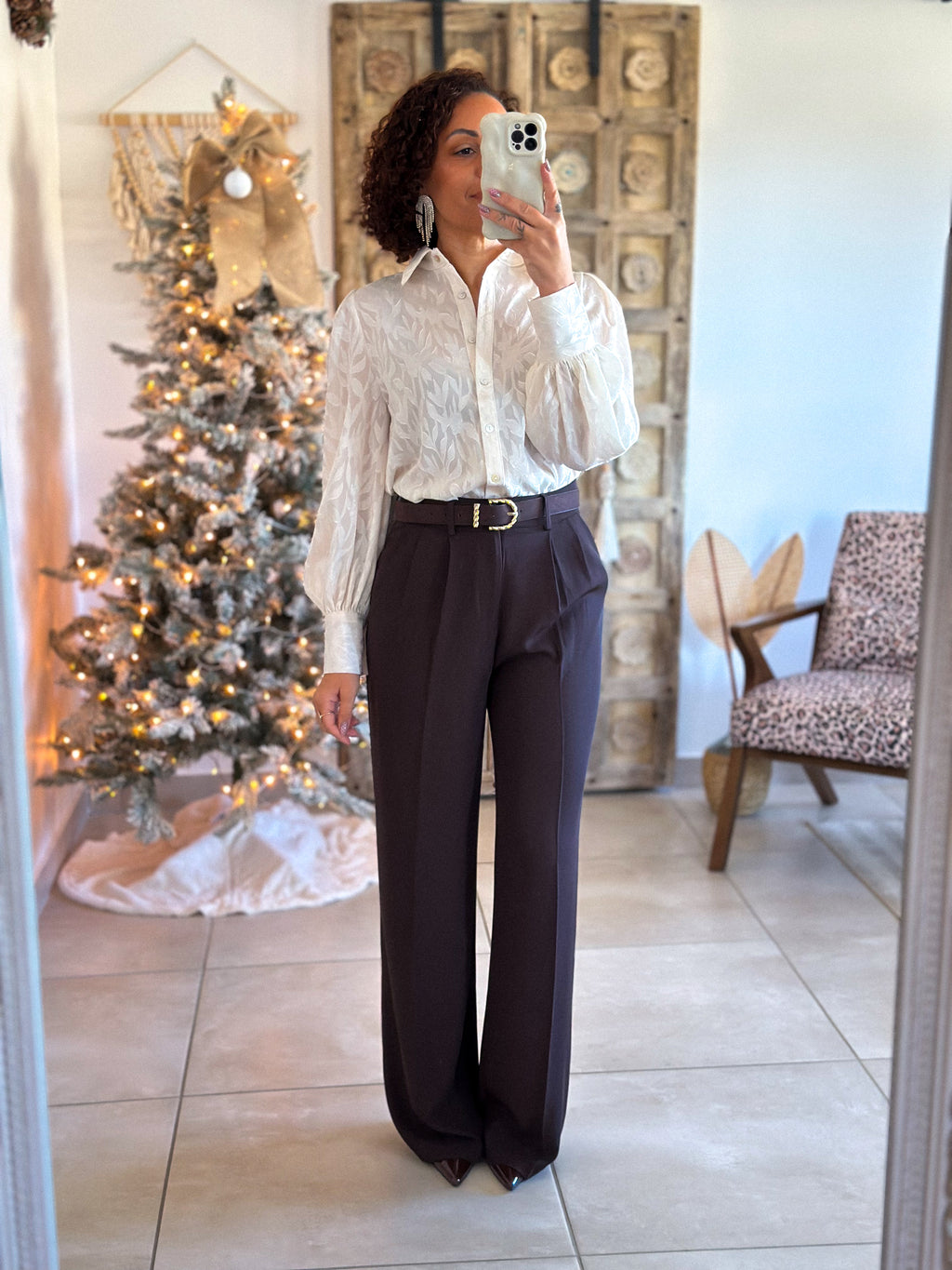 Chemise Isaline - Ecru jacquard