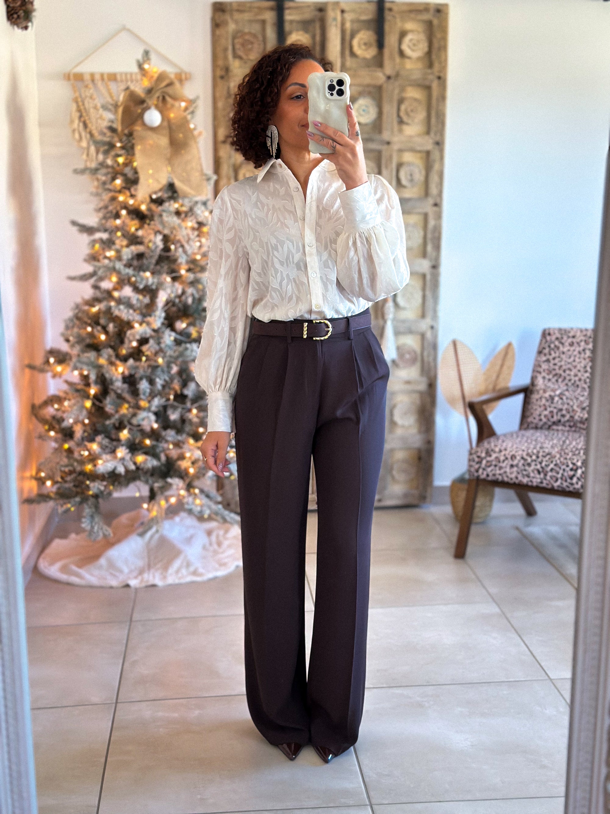 Chemise Isaline - Ecru jacquard