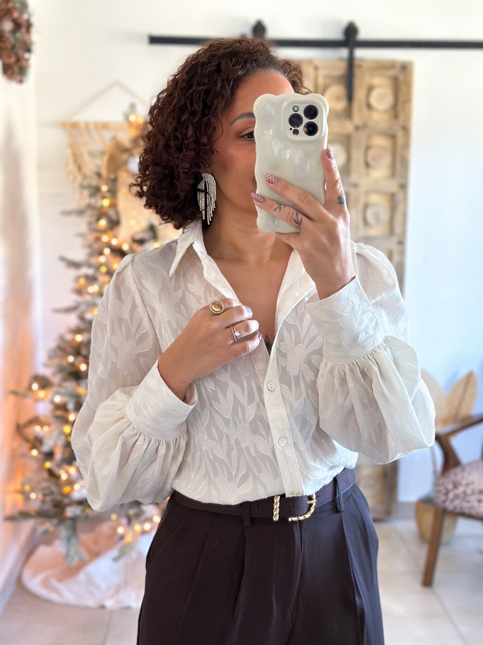 Chemise Isaline - Ecru jacquard