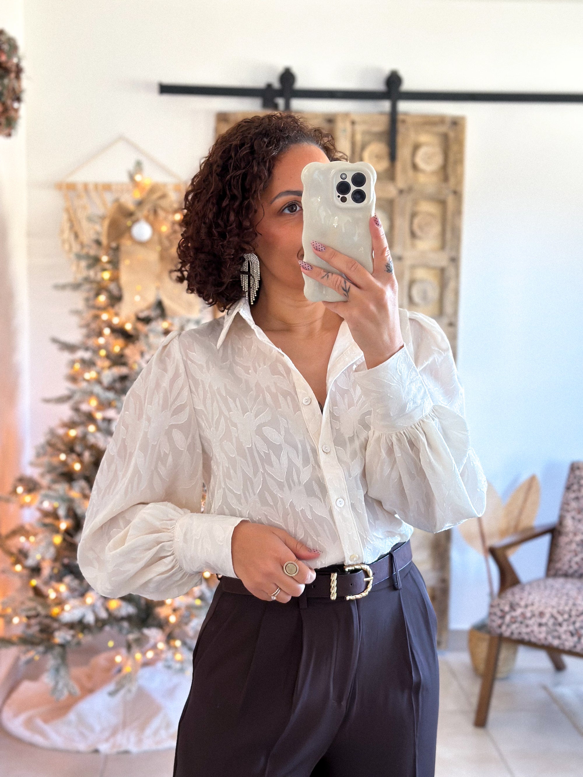 Chemise Isaline - Ecru jacquard