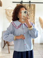 Chemise Anne - Rayée bleu ciel