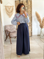Chemise Anne - Rayée bleu ciel