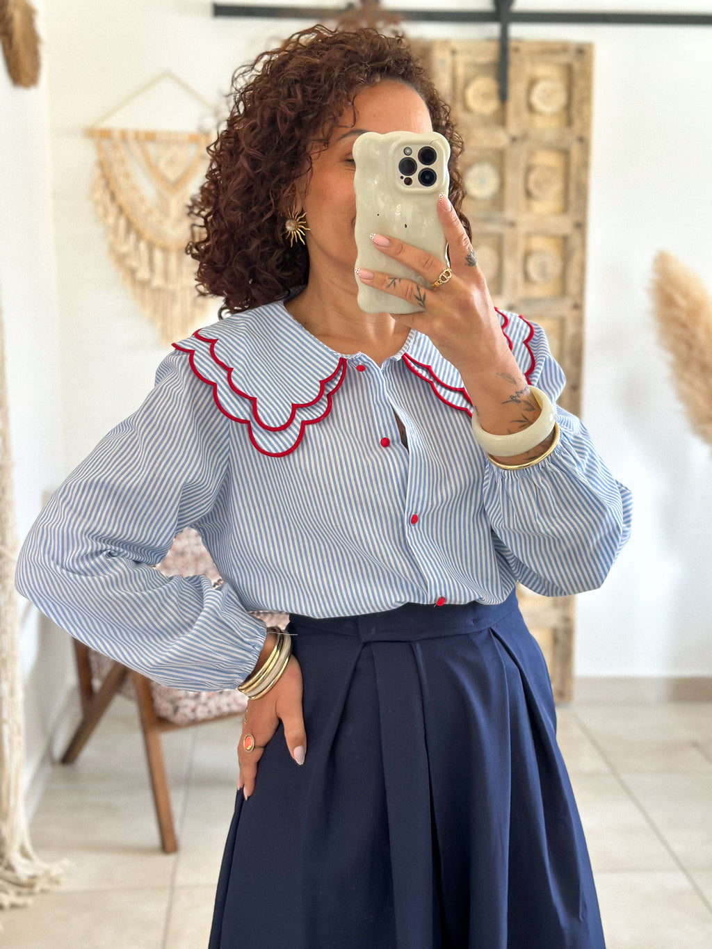 Chemise Anne - Rayée bleu ciel