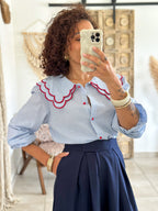 Chemise Anne - Rayée bleu ciel