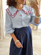 Chemise Anne - Rayée bleu ciel