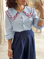 Chemise Anne - Rayée bleu ciel