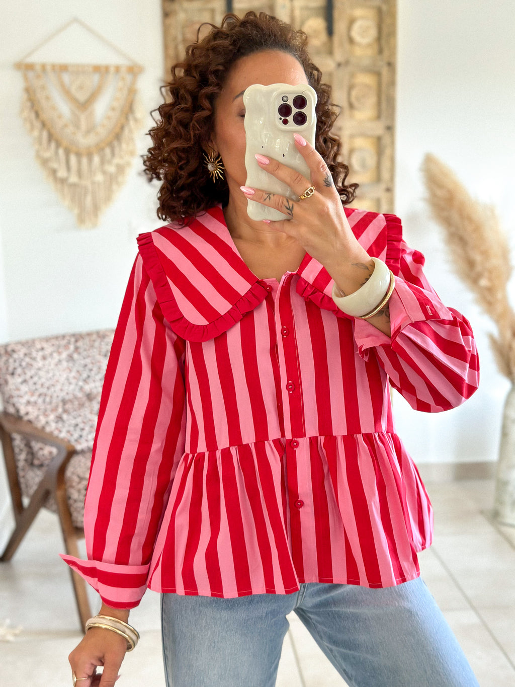 Chemise Sena - Rayée rose & rouge