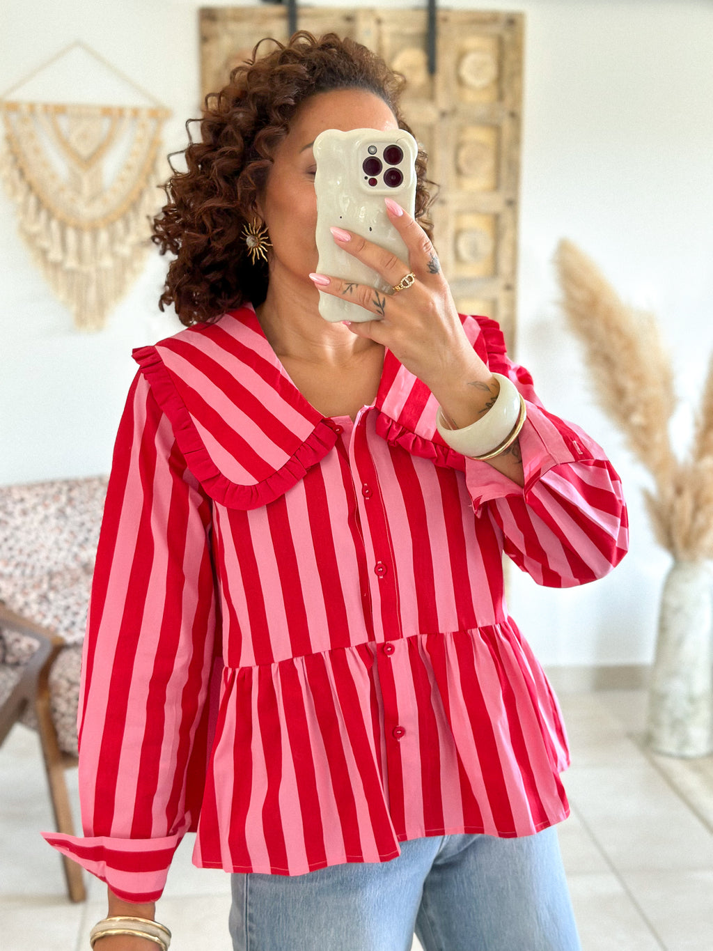 Chemise Sena - Rayée rose & rouge