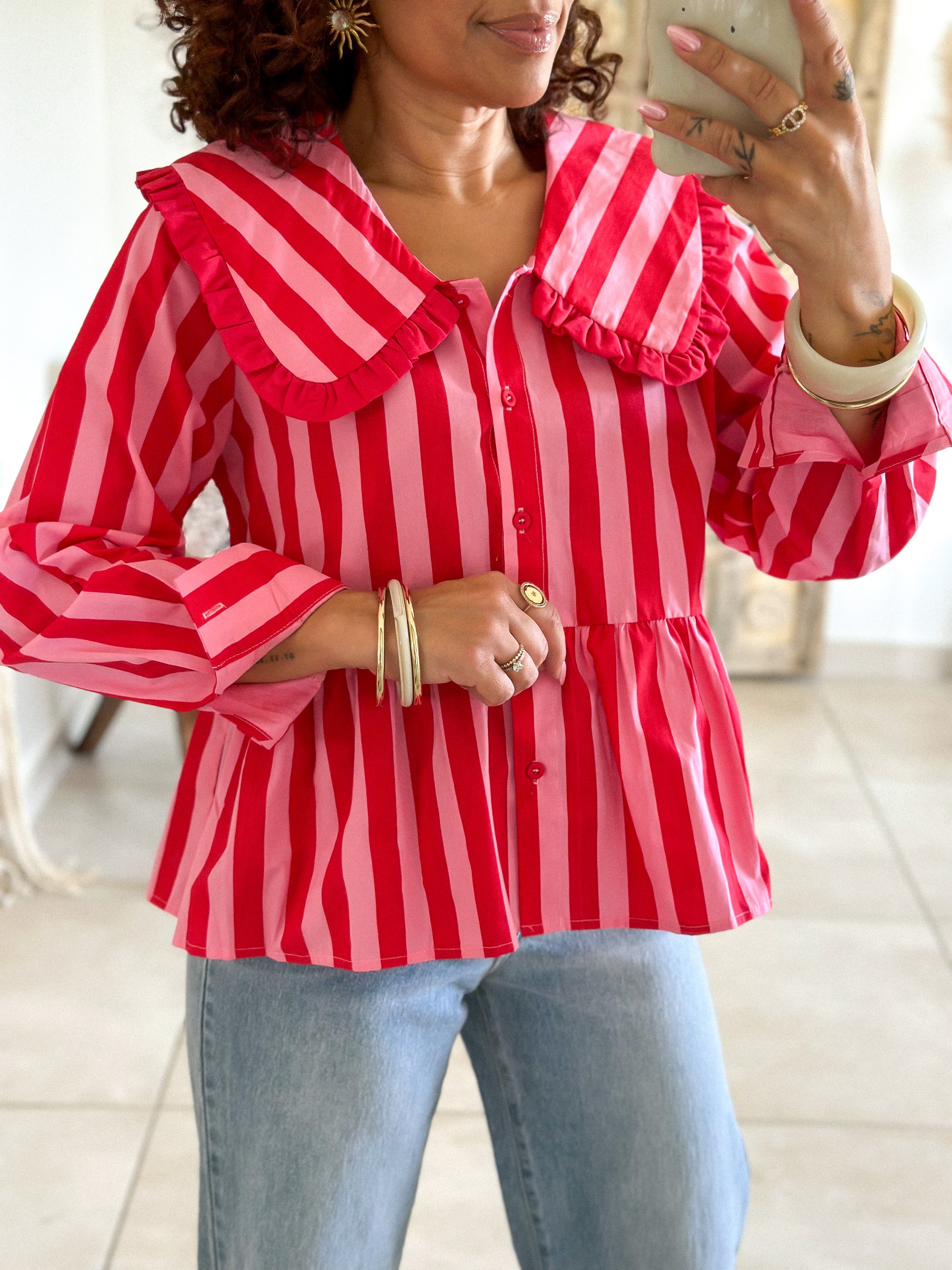 Chemise Sena - Rayée rose & rouge