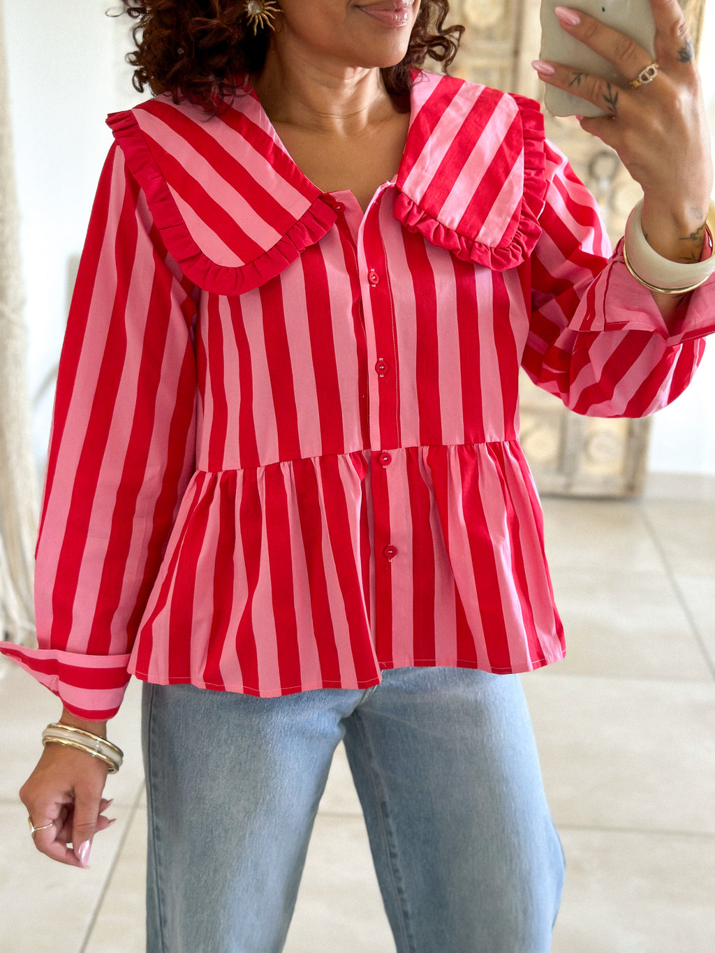 Chemise Sena - Rayée rose & rouge