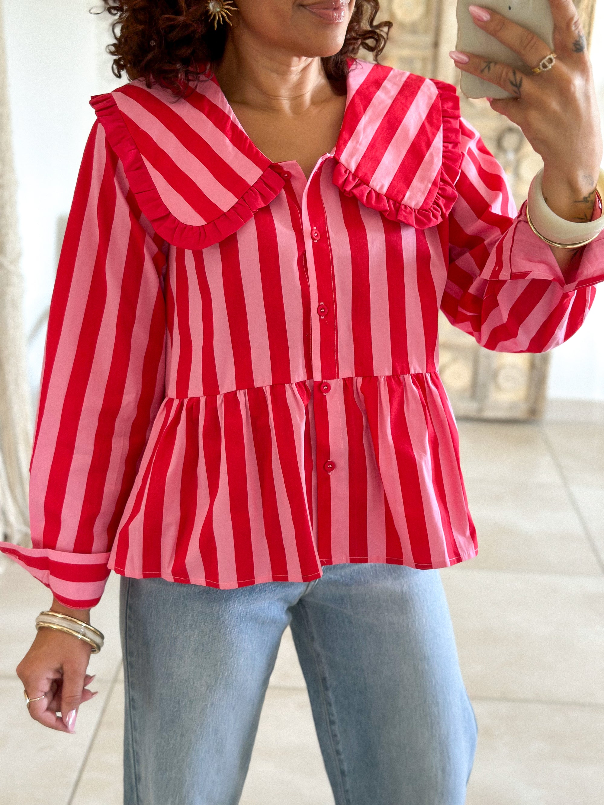Chemise Sena - Rayée rose & rouge