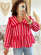 Chemise Sena - Rayée rose & rouge