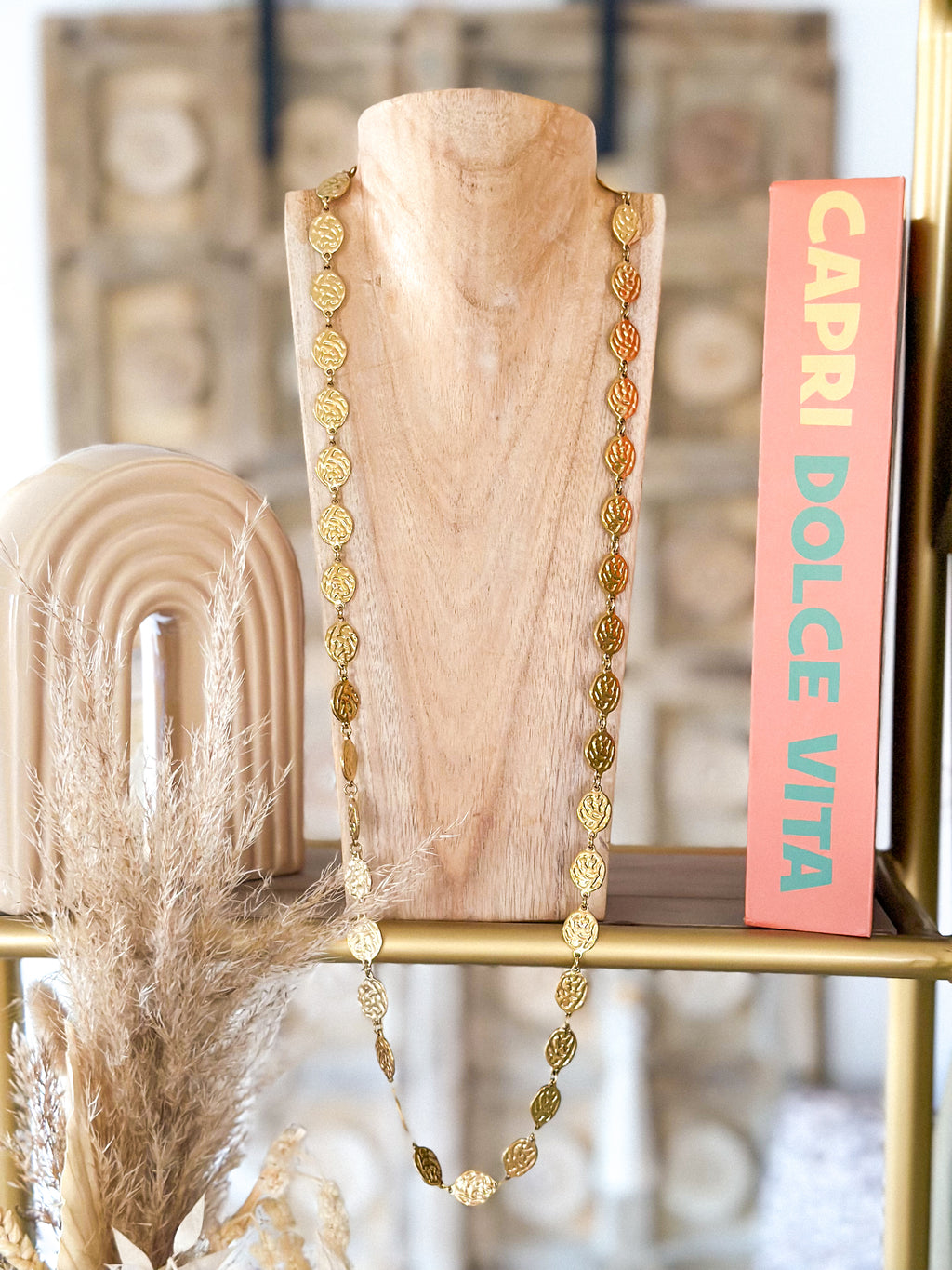 Collier long Pipa - pampilles doré