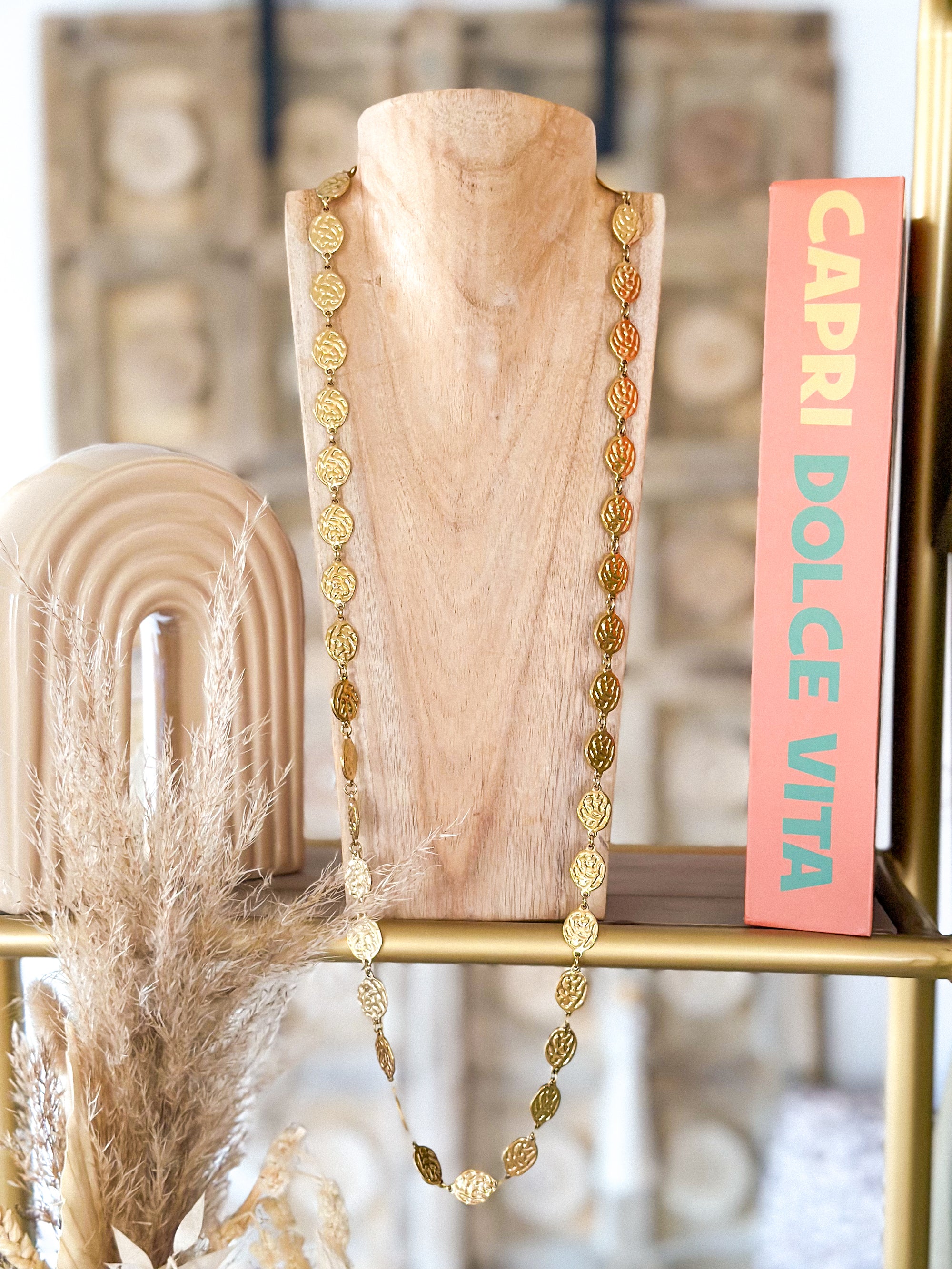 Collier long Pipa - pampilles doré