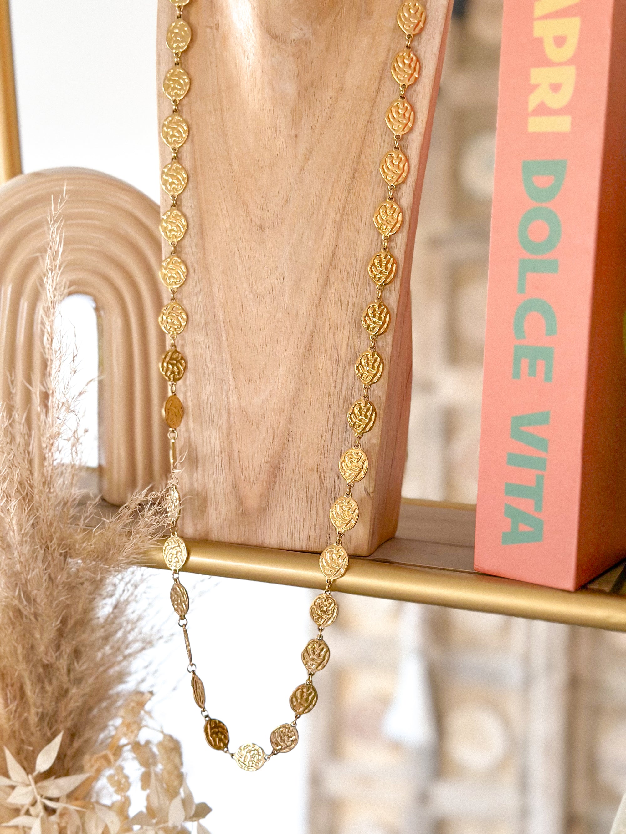 Collier long Pipa - pampilles doré