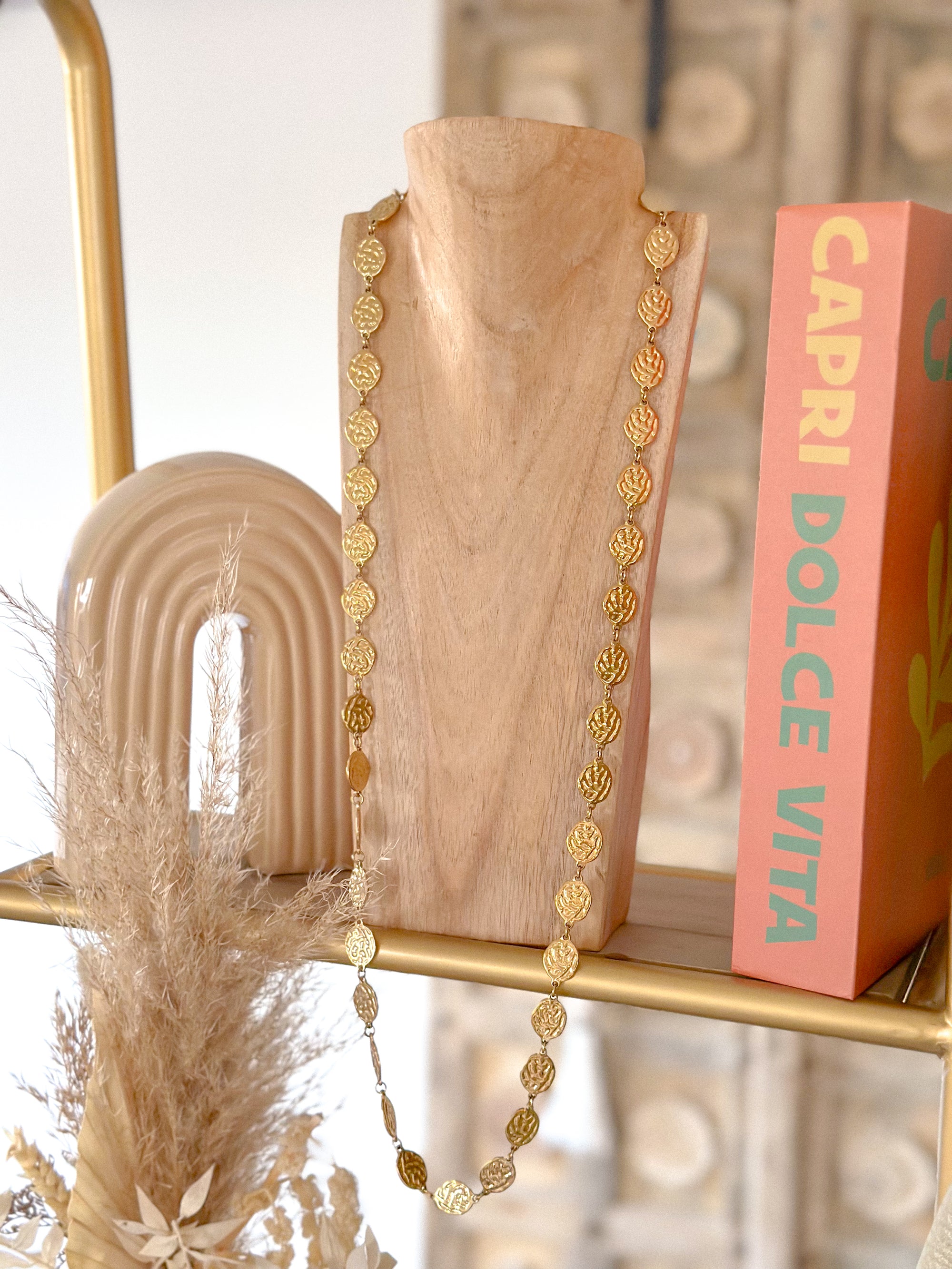 Collier long Pipa - pampilles doré