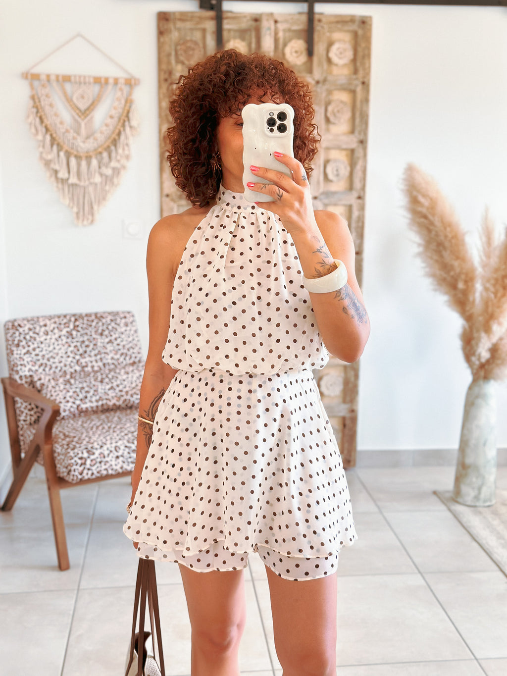 Combishort Marlee - Beige à pois