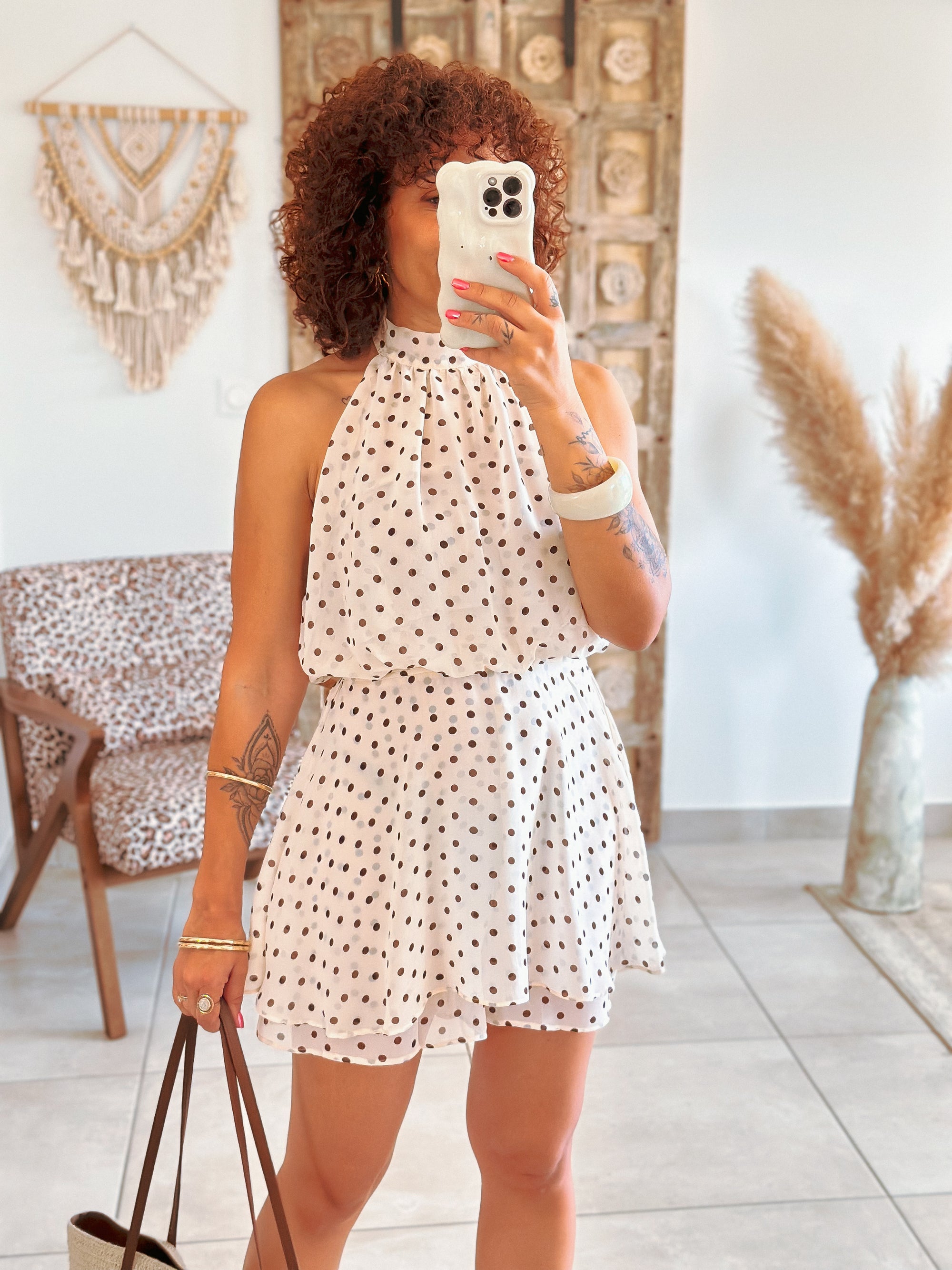 Combishort Marlee - Beige à pois