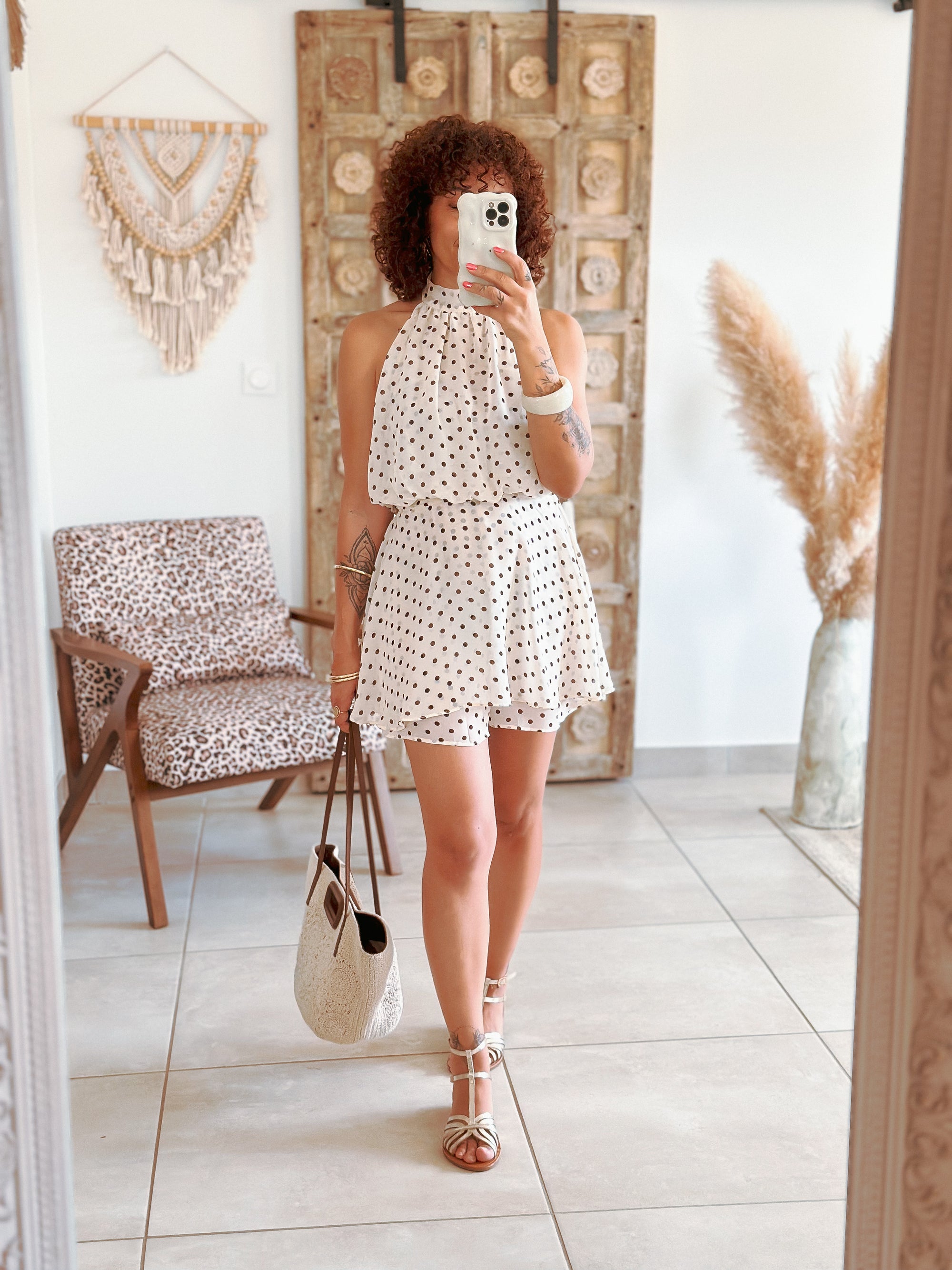 Combishort Marlee - Beige à pois