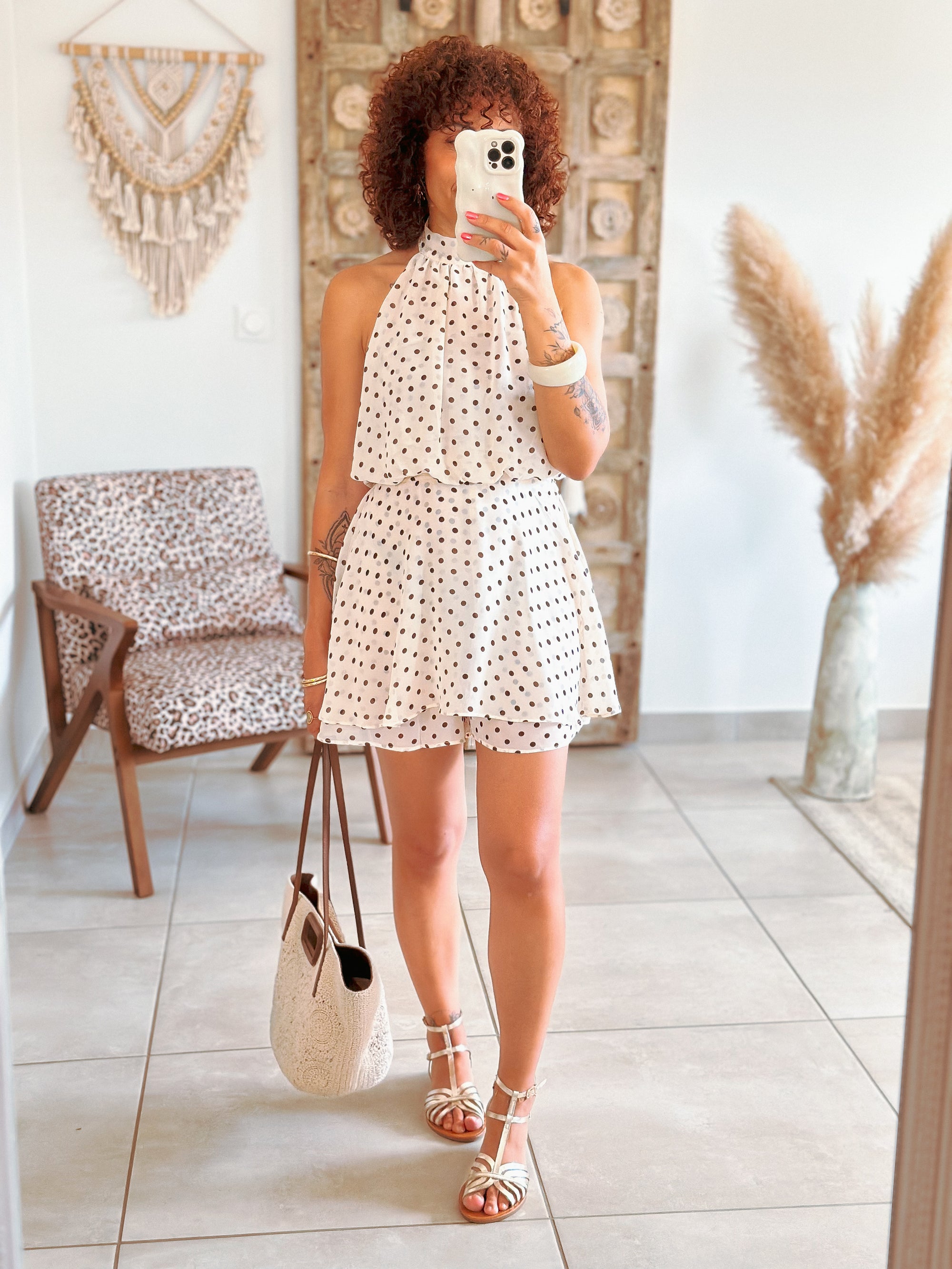 Combishort Marlee - Beige à pois