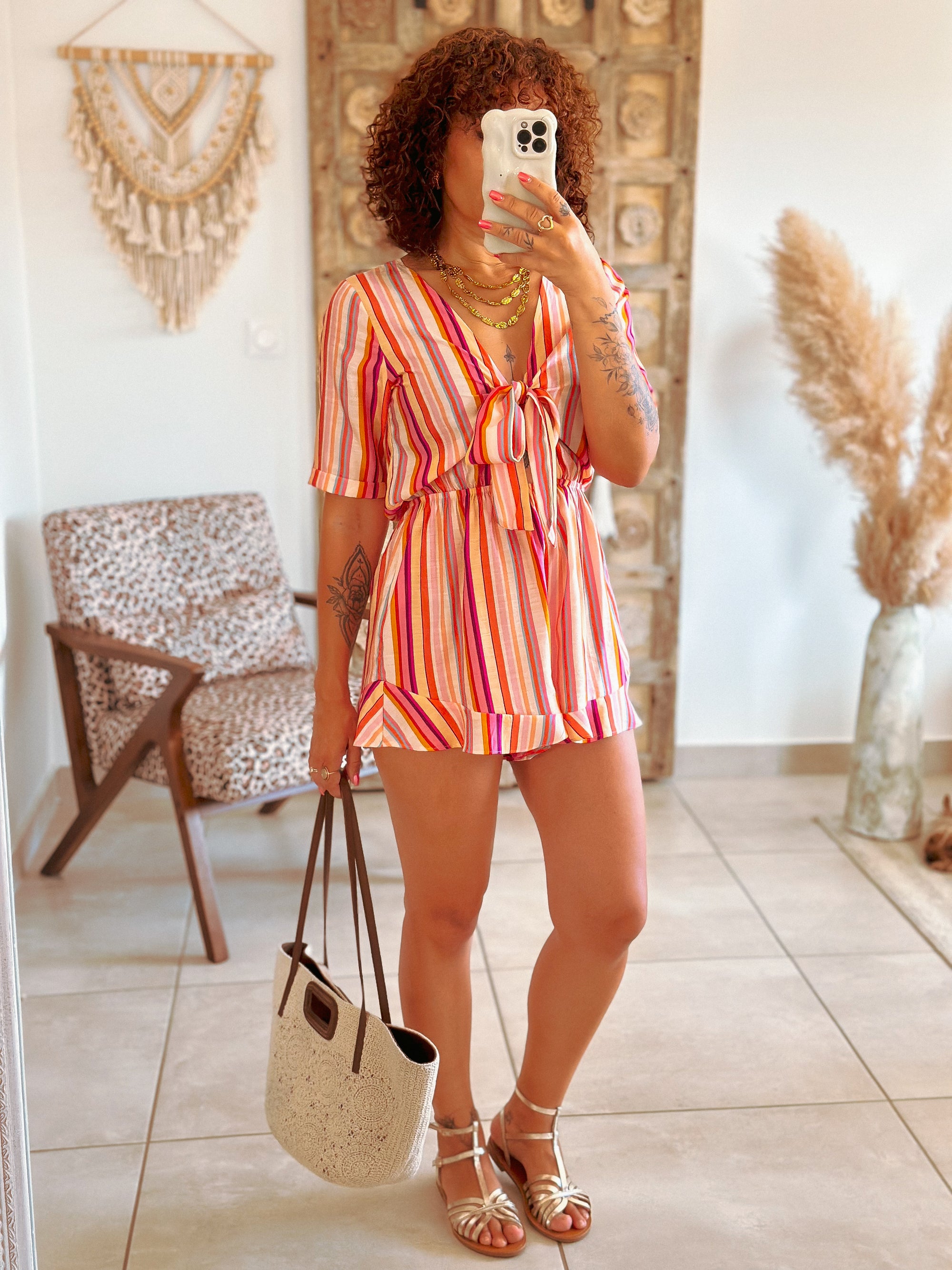 Combishort Aline - Rayures colorées