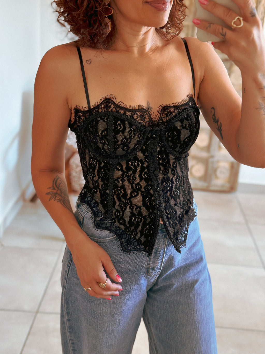 Corset Allie - Noir à dentelle