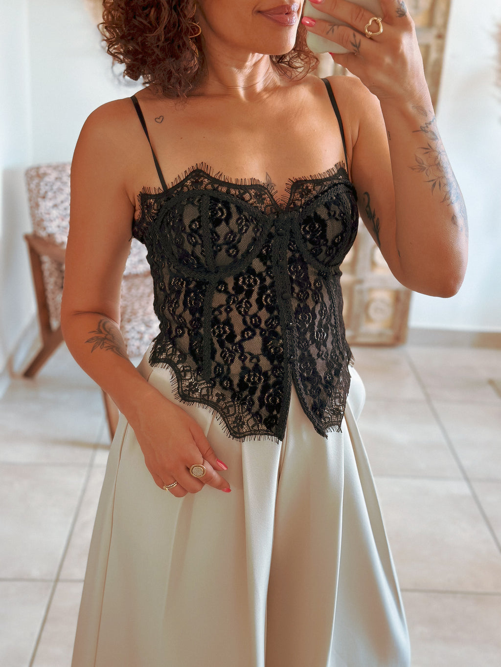 Corset Allie - Noir à dentelle