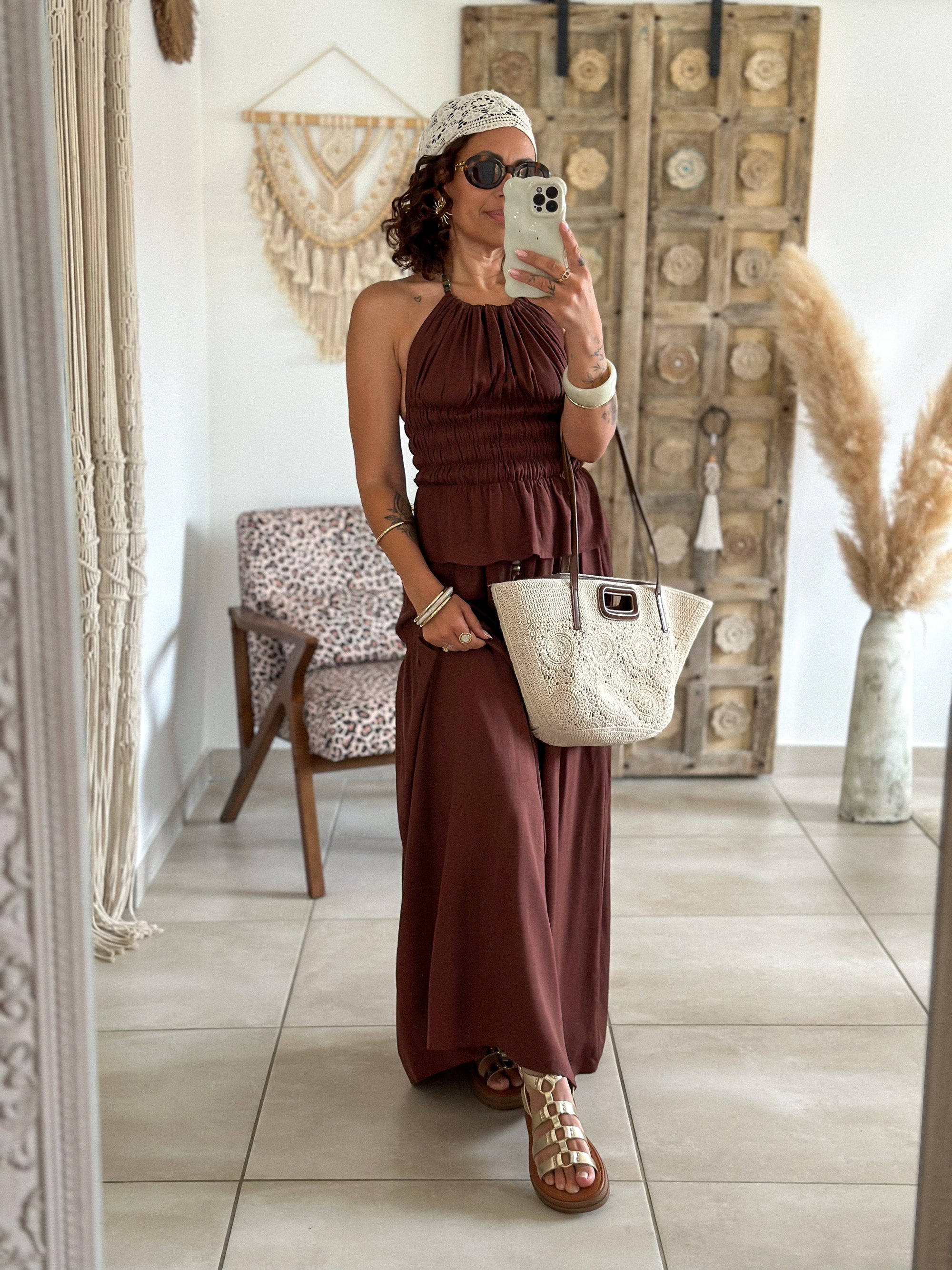 Ensemble Tulum - Jupe et Top marron