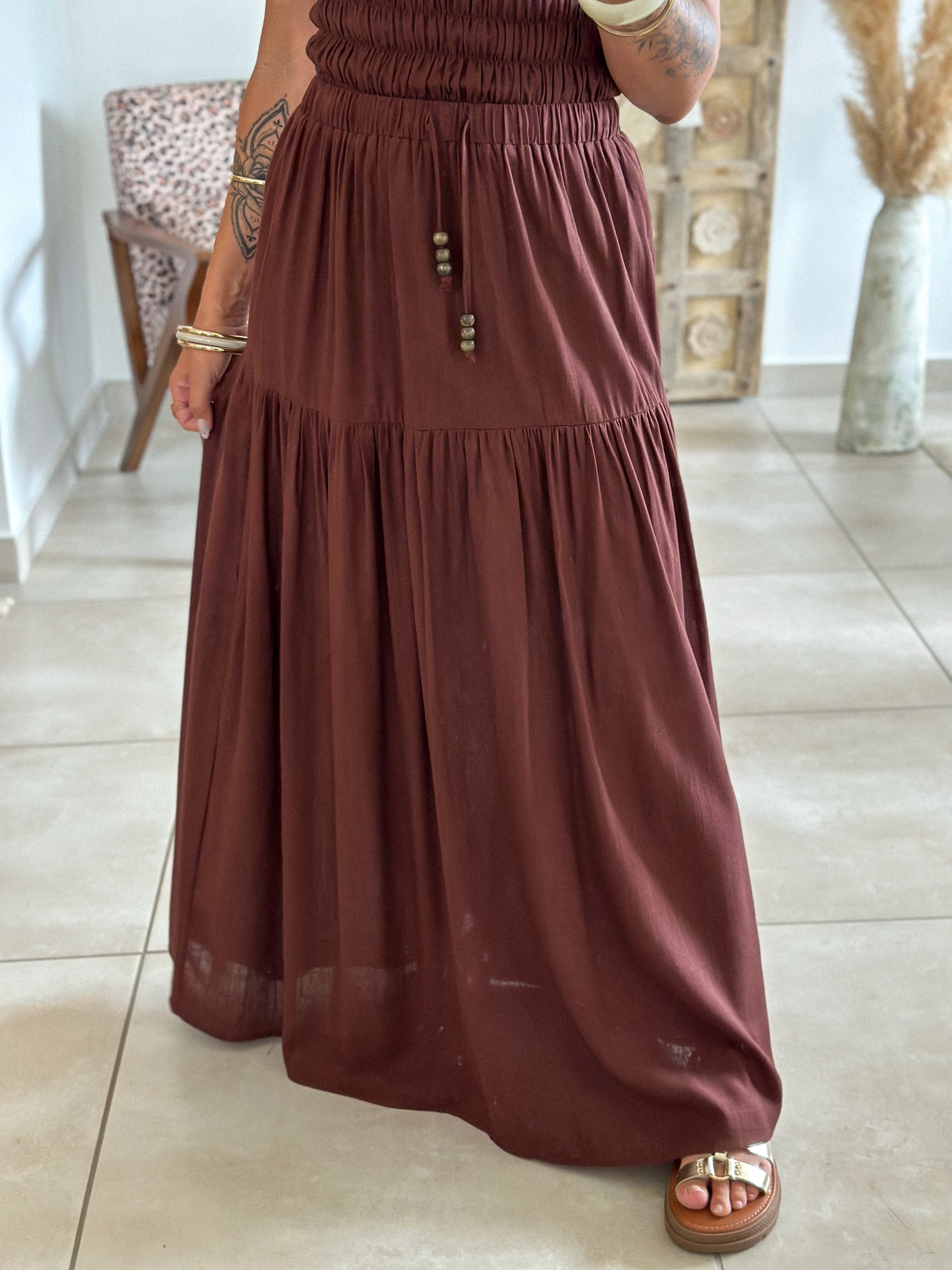 Ensemble Tulum - Jupe et Top marron