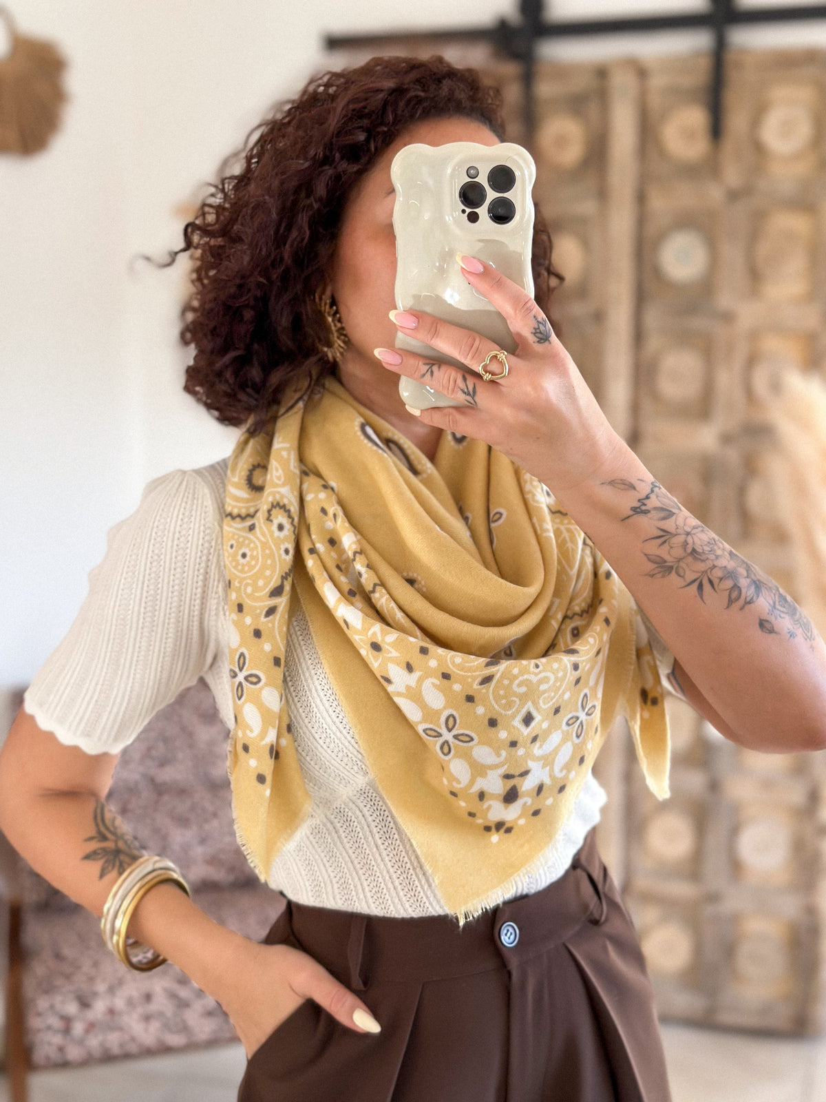 Cléa Bandana Scarf - Yellow