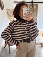 Gilet Chérine - rayé marron et écru