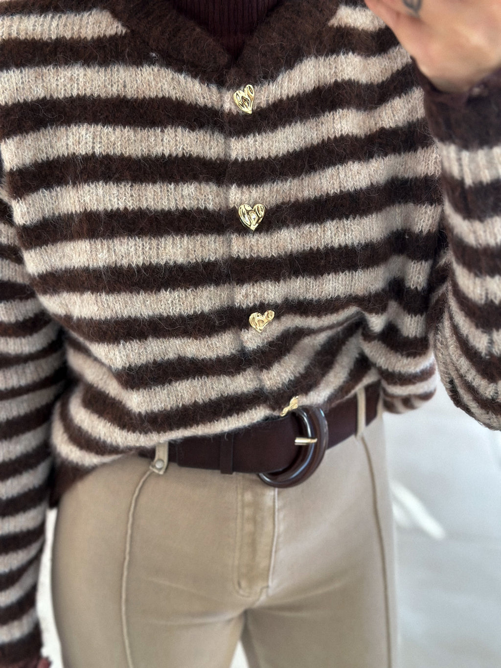 Gilet Chérine - rayé marron et écru