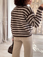 Gilet Chérine - rayé marron et écru