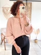 Gilet Elvire - Maille épaisse rose