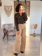 Gilet Odelia - Marron à cœurs dorés